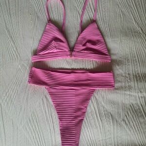 Acacia Pink Ribbed Bikini Set